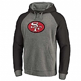 San Francisco 49ers NFL Pro Line by Fanatics Branded Gray Black Throwback Logo Big Tall Tri Blend Raglan Pullover Hoodie 90Hou,baseball caps,new era cap wholesale,wholesale hats