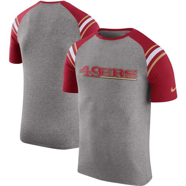 San Francisco 49ers Nike Enzyme Shoulder Stripe Raglan T-Shirt - Heathered Gray,We sell and wholesale San Francisco 49ers Nike Enzyme Shoulder Stripe Raglan T-Shirt - Heathered Gray on line form chian!