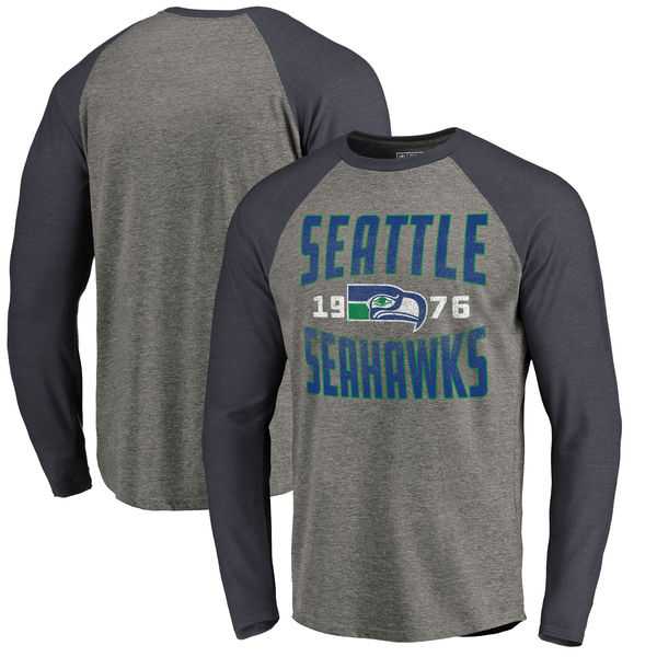 Seattle Seahawks NFL Pro Line by Fanatics Branded Timeless Collection Antique Stack Long Sleeve Tri-Blend Raglan T-Shirt Ash,We sell and wholesale Seattle Seahawks NFL Pro Line by Fanatics Branded Timeless Collection Antique Stack Long Sleeve Tri-Blend Raglan T-Shirt Ash on line form chian!
