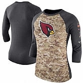 Women Arizona Cardinals Nike Camo Charcoal Salute to Service Legend Three-Quarter Raglan Sleeve T-Shirt 90Hou,baseball caps,new era cap wholesale,wholesale hats