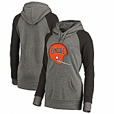 Women Cincinnati Bengals NFL Pro Line by Fanatics Branded Throwback Logo Tri-Blend Raglan Plus Size Pullover Hoodie - GrayBlack,baseball caps,new era cap wholesale,wholesale hats