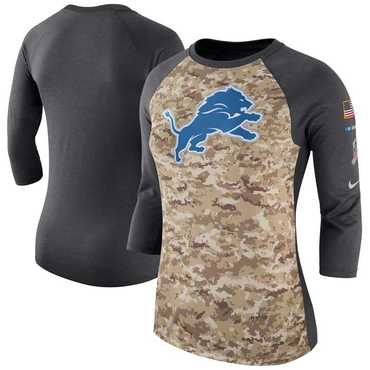 Women Detroit Lions Nike Camo Charcoal Salute to Service Legend Three-Quarter Raglan Sleeve T-Shirt 90Hou,We sell and wholesale Women Detroit Lions Nike Camo Charcoal Salute to Service Legend Three-Quarter Raglan Sleeve T-Shirt 90Hou on line form chian!