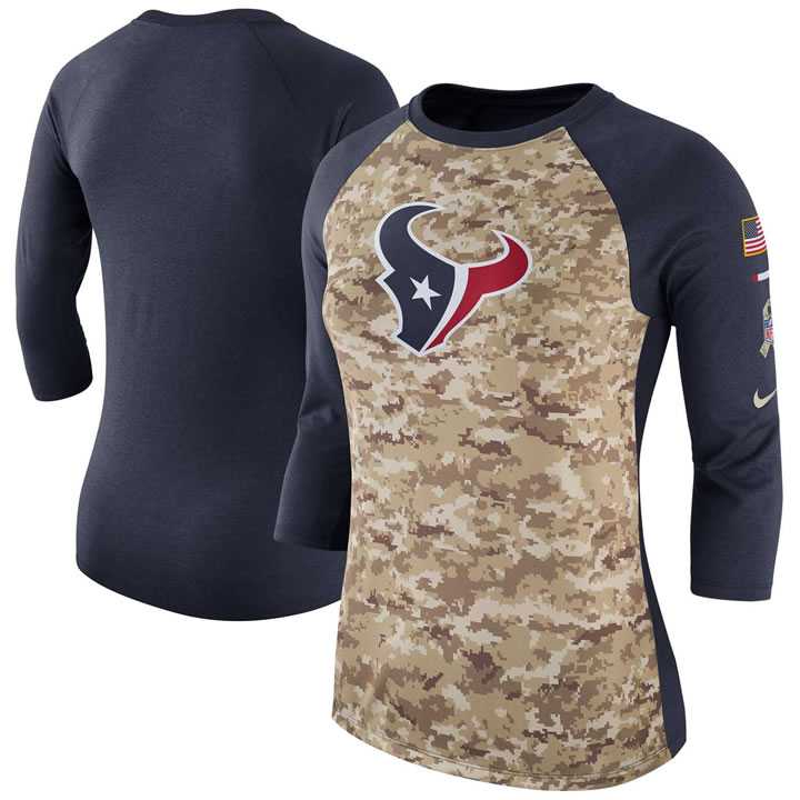 Women Houston Texans Nike Camo Navy Salute to Service Legend Three-Quarter Raglan Sleeve T-Shirt 90Hou,We sell and wholesale Women Houston Texans Nike Camo Navy Salute to Service Legend Three-Quarter Raglan Sleeve T-Shirt 90Hou on line form chian!