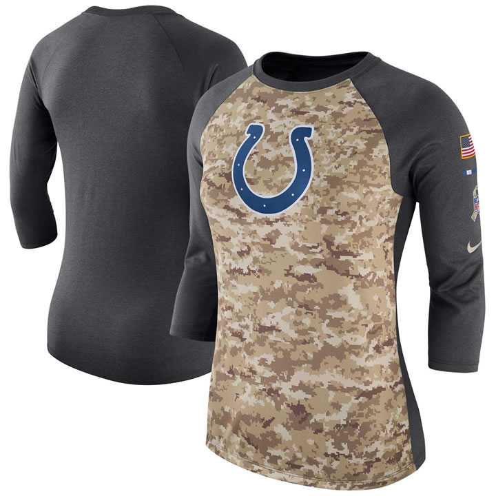 Women Indianapolis Colts Nike Camo Charcoal Salute to Service Legend Three-Quarter Raglan Sleeve T-Shirt 90Hou,We sell and wholesale Women Indianapolis Colts Nike Camo Charcoal Salute to Service Legend Three-Quarter Raglan Sleeve T-Shirt 90Hou on line form chian!