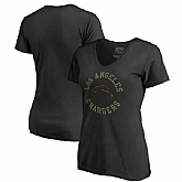 Women Los Angeles Chargers NFL Pro Line by Fanatics Branded Camo Collection Liberty Plus Size V Neck T-Shirt Black,baseball caps,new era cap wholesale,wholesale hats
