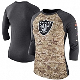 Women Oakland Raiders Nike Camo Charcoal Salute to Service Legend Three-Quarter Raglan Sleeve T-Shirt 90Hou,baseball caps,new era cap wholesale,wholesale hats