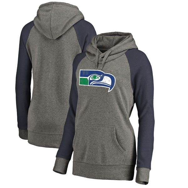 Women Seattle Seahawks NFL Pro Line by Fanatics Branded Throwback Logo Tri-Blend Raglan Plus Size Pullover Hoodie - GrayCollege Navy,We sell and wholesale Women Seattle Seahawks NFL Pro Line by Fanatics Branded Throwback Logo Tri-Blend Raglan Plus Size Pullover Hoodie - GrayCollege Navy on line form chian!