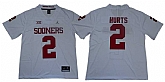 Oklahoma Sooners 2 Jalen Hurts White College Football Jersey,baseball caps,new era cap wholesale,wholesale hats