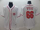 Reds 66 Yasiel Puig White Cool Base Jersey,baseball caps,new era cap wholesale,wholesale hats