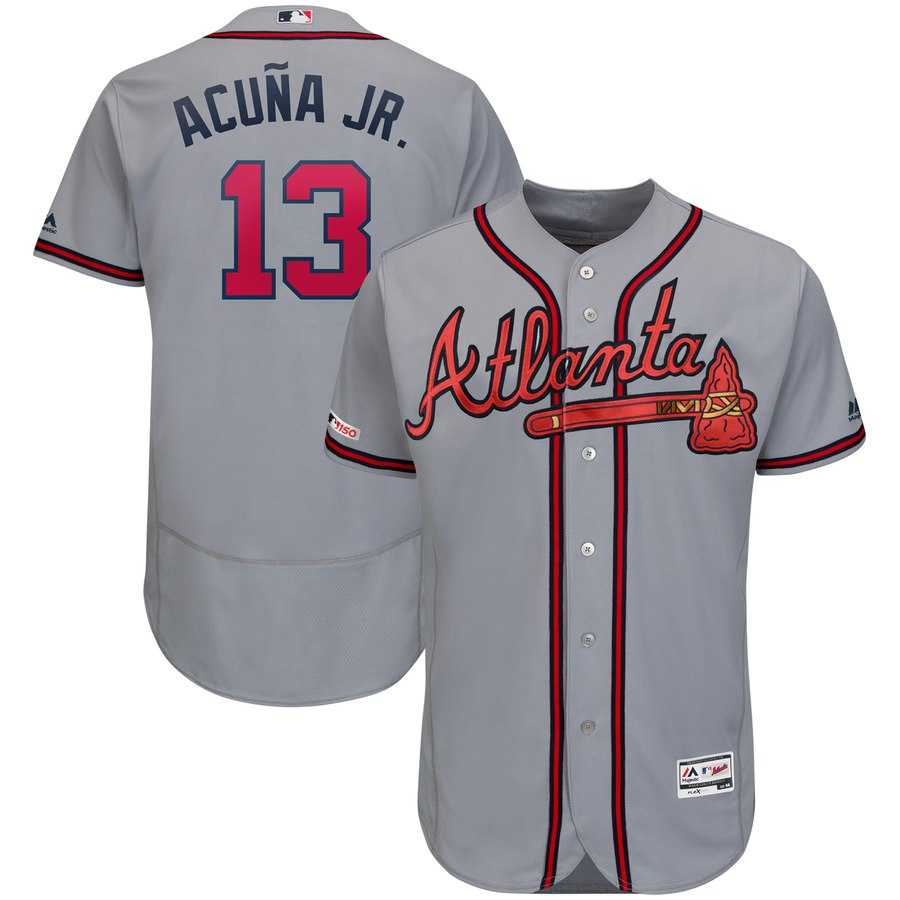 Braves Ronald Acuna Jr Gray 150th Patch Flexbase Jersey Dzhi,We sell and wholesale Braves Ronald Acuna Jr Gray 150th Patch Flexbase Jersey Dzhi on line form chian!
