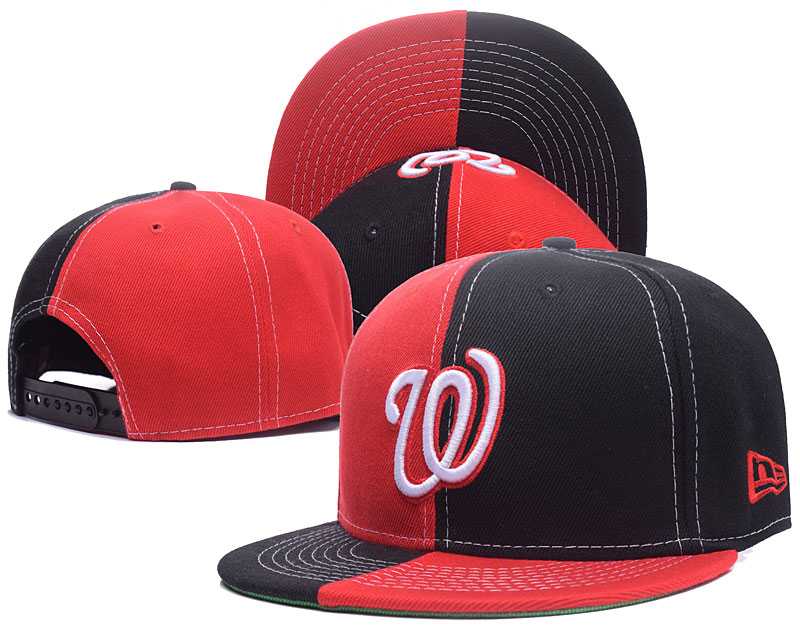Nationals Team Logo Split Red Black Adjustable Hat GS,We sell and wholesale Nationals Team Logo Split Red Black Adjustable Hat GS on line form chian!