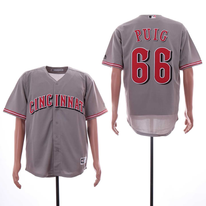 Reds 66 Yasiel Puig Gray Cool Base Jersey Dzhi,We sell and wholesale Reds 66 Yasiel Puig Gray Cool Base Jersey Dzhi on line form chian!