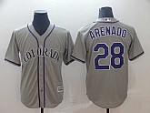 Rockies 28 Nolan Arenado Gray Cool Base Jersey,baseball caps,new era cap wholesale,wholesale hats