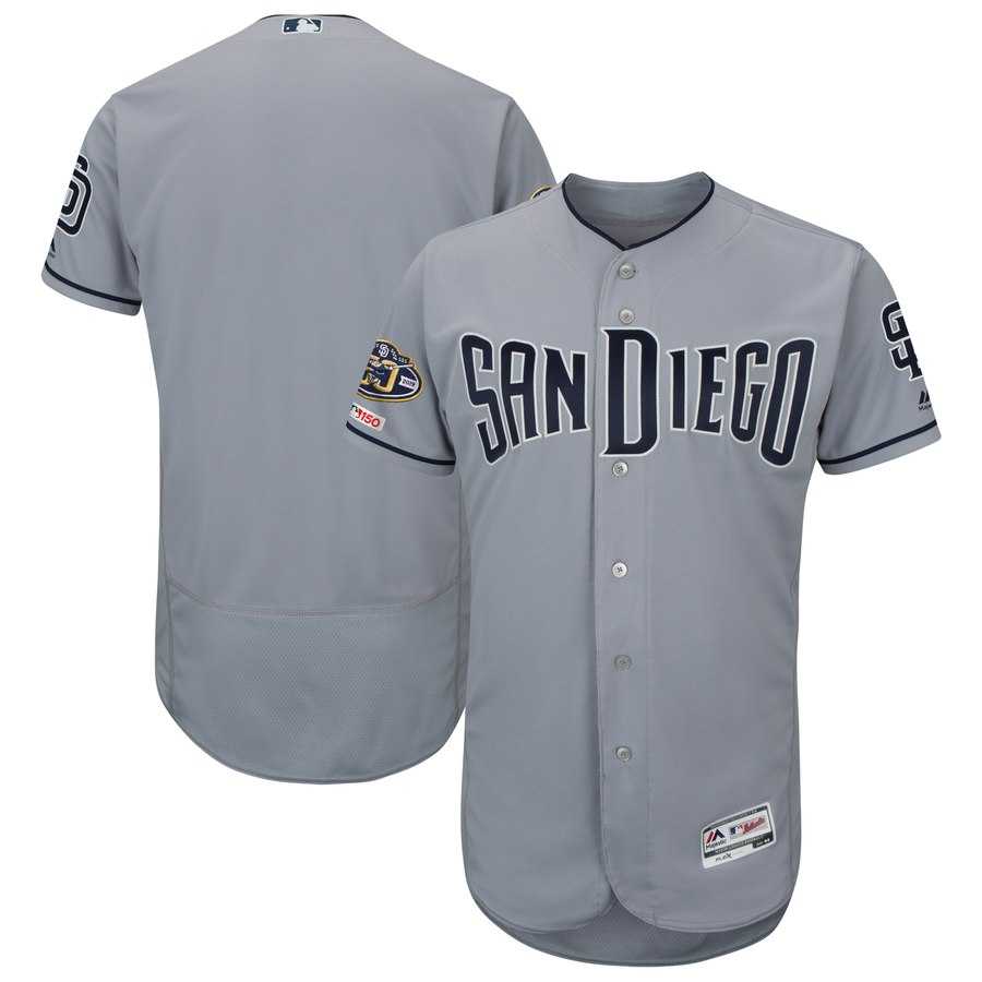Padres Blank Gray 50th Anniversary and 150th Patch FlexBase Jersey Dzhi,We sell and wholesale Padres Blank Gray 50th Anniversary and 150th Patch FlexBase Jersey Dzhi on line form chian!