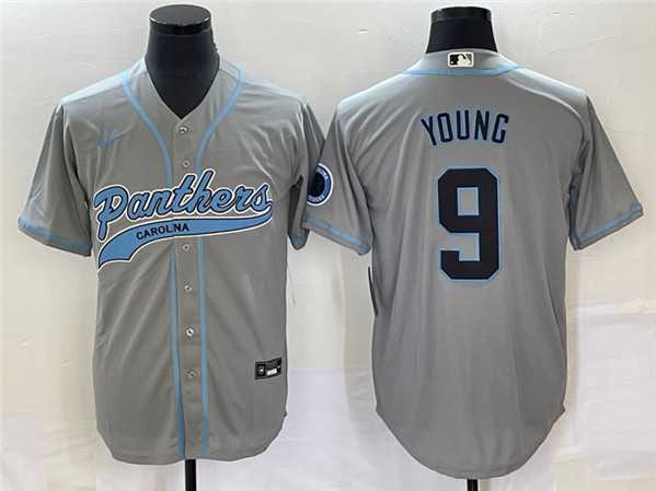 Men's Carolina Panthers #9 Bryce Young Gray With Patch Cool Base Stitched Baseball Jersey,We sell and wholesale Men's Carolina Panthers #9 Bryce Young Gray With Patch Cool Base Stitched Baseball Jersey on line form chian!