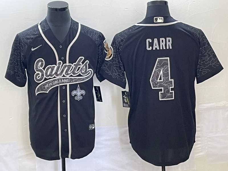 Men's New Orleans Saints #4 Derek Carr Black Reflective With Patch Cool Base Stitched Baseball Jersey,We sell and wholesale Men's New Orleans Saints #4 Derek Carr Black Reflective With Patch Cool Base Stitched Baseball Jersey on line form chian!