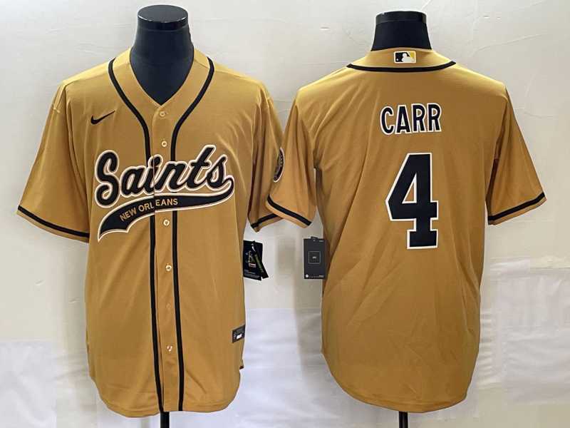 Men's New Orleans Saints #4 Derek Carr Gold With Patch Cool Base Stitched Baseball Jersey,We sell and wholesale Men's New Orleans Saints #4 Derek Carr Gold With Patch Cool Base Stitched Baseball Jersey on line form chian!