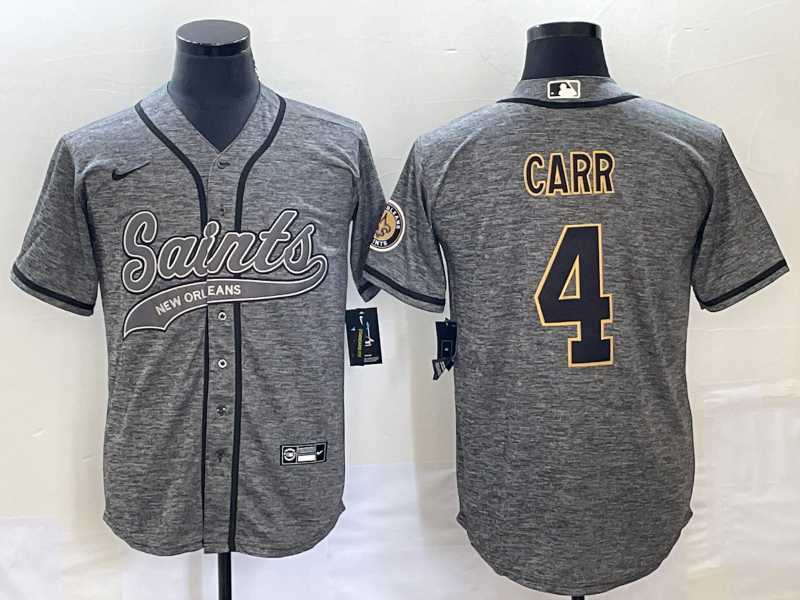 Men's New Orleans Saints #4 Derek Carr Grey Gridiron With Patch Cool Base Stitched Baseball Jersey,We sell and wholesale Men's New Orleans Saints #4 Derek Carr Grey Gridiron With Patch Cool Base Stitched Baseball Jersey on line form chian!