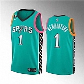 Men's San Antonio Spurs #1 Victor Wembanyama Teal 2022-23 City Edition Swingman With NO.6 Patch Stitched Basketball Jersey Dzhi,baseball caps,new era cap wholesale,wholesale hats