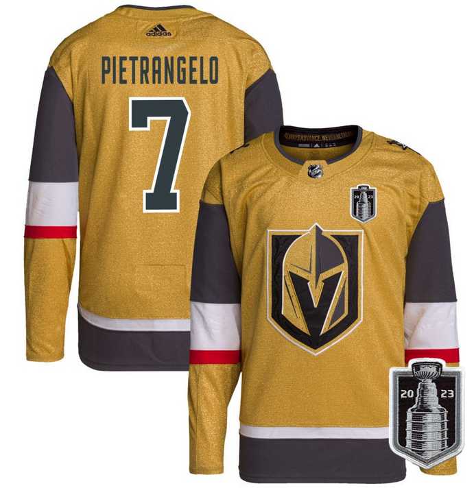 Men's Vegas Golden Knights #7 Alex Pietrangelo Gold 2023 Stanley Cup Final Stitched Jersey Dzhi,We sell and wholesale Men's Vegas Golden Knights #7 Alex Pietrangelo Gold 2023 Stanley Cup Final Stitched Jersey Dzhi on line form chian!