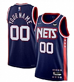 Men & Youth Customized Brooklyn Nets Active Player 2021-2022 Navy Swingman City Edition 75th Anniversary Stitched Jersey,baseball caps,new era cap wholesale,wholesale hats
