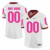 Men's Georgia Bulldogs White Customized Breast Cancer Awareness College Football Jersey,baseball caps,new era cap wholesale,wholesale hats
