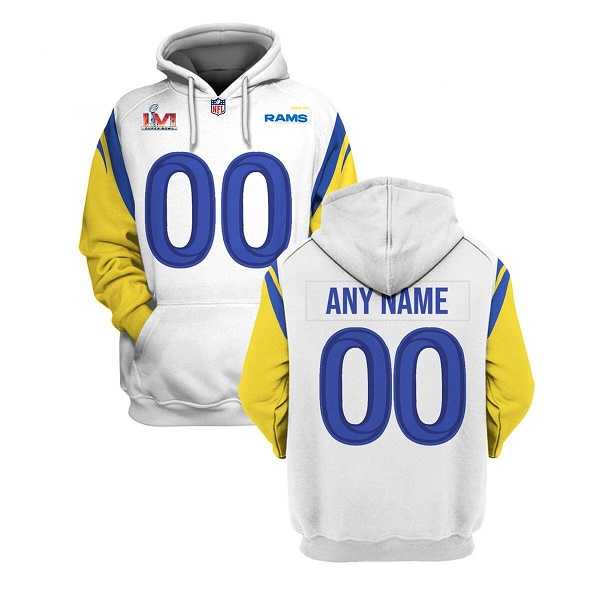 Men's Los Angeles Rams Custom 2022 White Super Bowl LVI Pullover Hoodie,We sell and wholesale Men's Los Angeles Rams Custom 2022 White Super Bowl LVI Pullover Hoodie on line form chian!