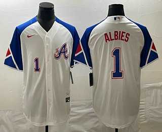Men's Atlanta Braves #1 Ozzie Albies Number White 2023 City Connect Cool Base Stitched Jerseys,We sell and wholesale Men's Atlanta Braves #1 Ozzie Albies Number White 2023 City Connect Cool Base Stitched Jerseys on line form chian!