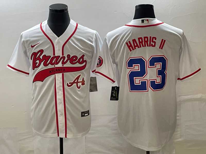 Men's Atlanta Braves #23 Michael Harris II White Cool Base With Patch Stitched Jersey,We sell and wholesale Men's Atlanta Braves #23 Michael Harris II White Cool Base With Patch Stitched Jersey on line form chian!