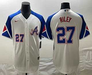 Men's Atlanta Braves #27 Austin Riley Number White 2023 City Connect Cool Base Stitched Jerseys,We sell and wholesale Men's Atlanta Braves #27 Austin Riley Number White 2023 City Connect Cool Base Stitched Jerseys on line form chian!