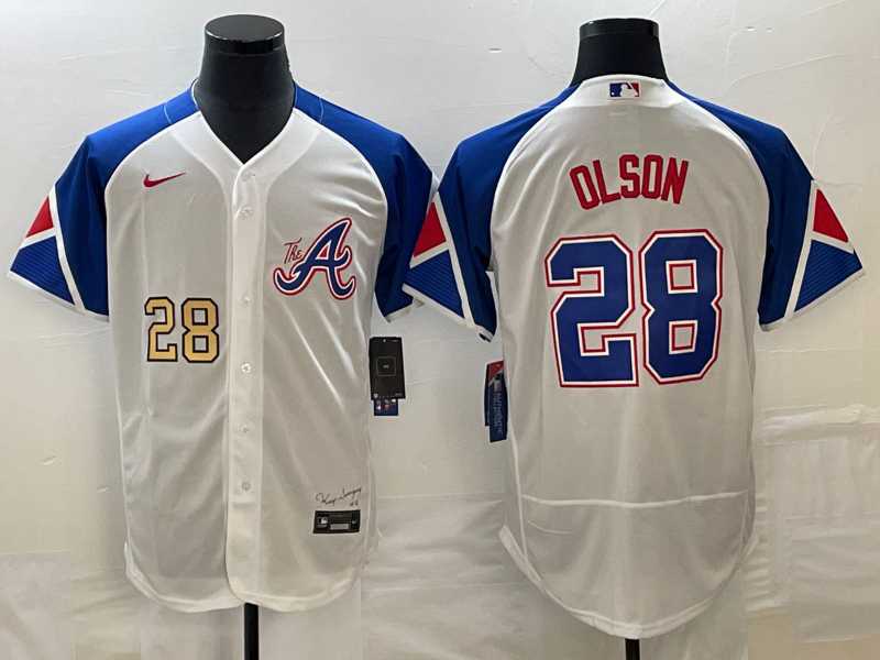 Men's Atlanta Braves #28 Matt Olson Number White 2023 City Connect Flex Base Stitched Jerseys,We sell and wholesale Men's Atlanta Braves #28 Matt Olson Number White 2023 City Connect Flex Base Stitched Jerseys on line form chian!