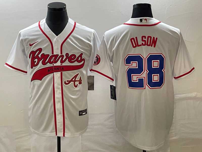 Men's Atlanta Braves #28 Matt Olson White Cool Base With Patch Stitched Jersey,We sell and wholesale Men's Atlanta Braves #28 Matt Olson White Cool Base With Patch Stitched Jersey on line form chian!