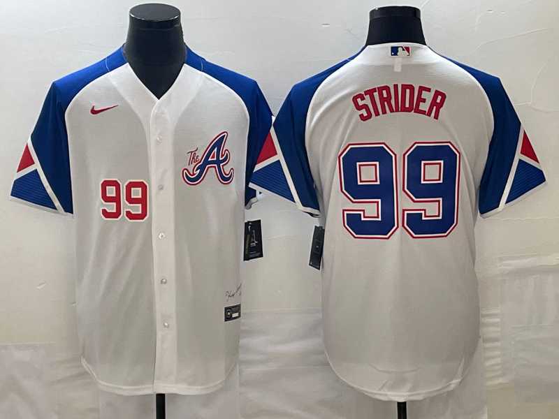 Men's Atlanta Braves #99 Spencer Strider Number White 2023 City Connect Cool Base Stitched Jerseys,We sell and wholesale Men's Atlanta Braves #99 Spencer Strider Number White 2023 City Connect Cool Base Stitched Jerseys on line form chian!