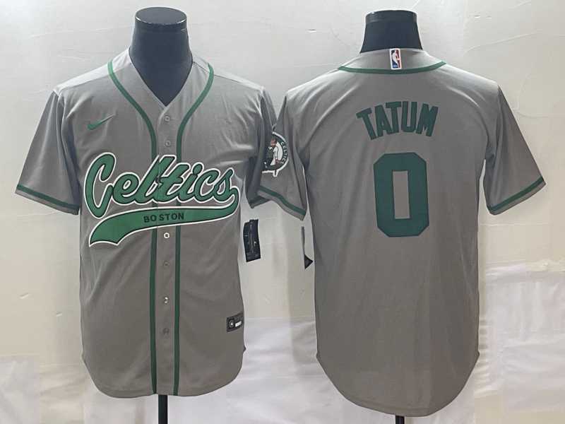 Men's Boston Celtics #0 Jayson Tatum Grey With Patch Stitched Baseball Jersey,We sell and wholesale Men's Boston Celtics #0 Jayson Tatum Grey With Patch Stitched Baseball Jersey on line form chian!