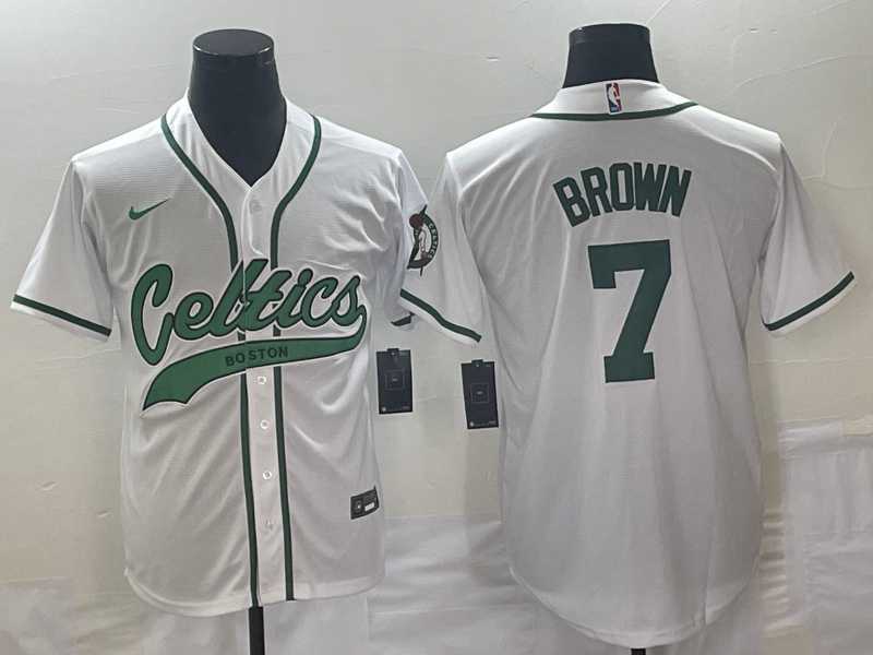 Men's Boston Celtics #7 Jaylen Brown White With Patch Stitched Baseball Jersey,We sell and wholesale Men's Boston Celtics #7 Jaylen Brown White With Patch Stitched Baseball Jersey on line form chian!