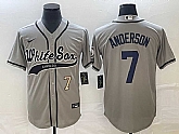 Men's Chicago White Sox #7 Tim Anderson Number Grey Cool Base Stitched Baseball Jersey,baseball caps,new era cap wholesale,wholesale hats