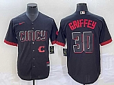 Men's Cincinnati Reds #30 Ken Griffey Jr Black 2023 City Connect Cool Base Stitched Jersey,baseball caps,new era cap wholesale,wholesale hats
