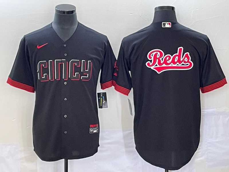 Men's Cincinnati Reds Big Logo Black 2023 City Connect Cool Base Stitched Jerseys,We sell and wholesale Men's Cincinnati Reds Big Logo Black 2023 City Connect Cool Base Stitched Jerseys on line form chian!