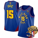 Men's Denver Nuggets #15 Nikola Jokic Blue 2023 Finals Statement Edition With NO.6 Patch Stitched Basketball Jersey Dzhi,baseball caps,new era cap wholesale,wholesale hats