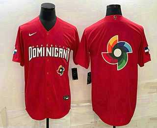 Men's Dominican Republic Baseball 2023 Red World Big Logo With Patch Classic Stitched Jersey,We sell and wholesale Men's Dominican Republic Baseball 2023 Red World Big Logo With Patch Classic Stitched Jersey on line form chian!