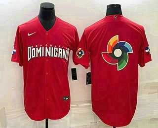 Men's Dominican Republic Baseball 2023 Red World Big Logo With Patch Classic Stitched Jerseys,We sell and wholesale Men's Dominican Republic Baseball 2023 Red World Big Logo With Patch Classic Stitched Jerseys on line form chian!