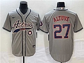 Men's Houston Astros #27 Jose Altuve Gray With Patch Cool Base Stitched Baseball Jersey,baseball caps,new era cap wholesale,wholesale hats