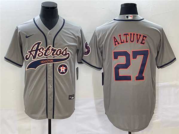Men's Houston Astros #27 Jose Altuve Gray With Patch Cool Base Stitched Baseball Jersey,We sell and wholesale Men's Houston Astros #27 Jose Altuve Gray With Patch Cool Base Stitched Baseball Jersey on line form chian!