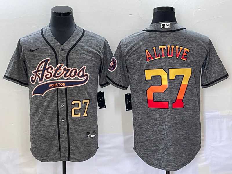 Men's Houston Astros #27 Jose Altuve Number Grey Gridiron Cool Base Stitched Baseball Jersey,We sell and wholesale Men's Houston Astros #27 Jose Altuve Number Grey Gridiron Cool Base Stitched Baseball Jersey on line form chian!