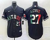 Men's Houston Astros #27 Jose Altuve Number Mexico Black Cool Base Stitched Baseball Jersey