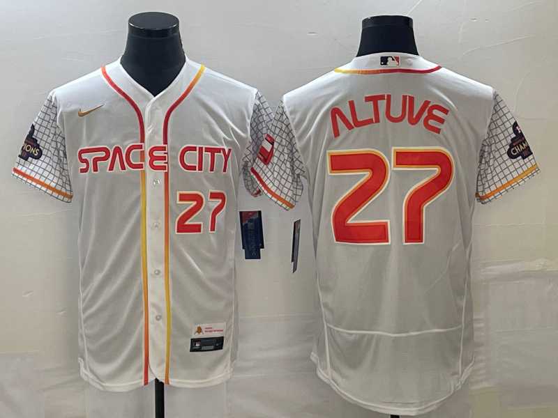 Men's Houston Astros #27 Jose Altuve Number White 2023 City Connect Flex Base Stitched Jerseys,We sell and wholesale Men's Houston Astros #27 Jose Altuve Number White 2023 City Connect Flex Base Stitched Jerseys on line form chian!
