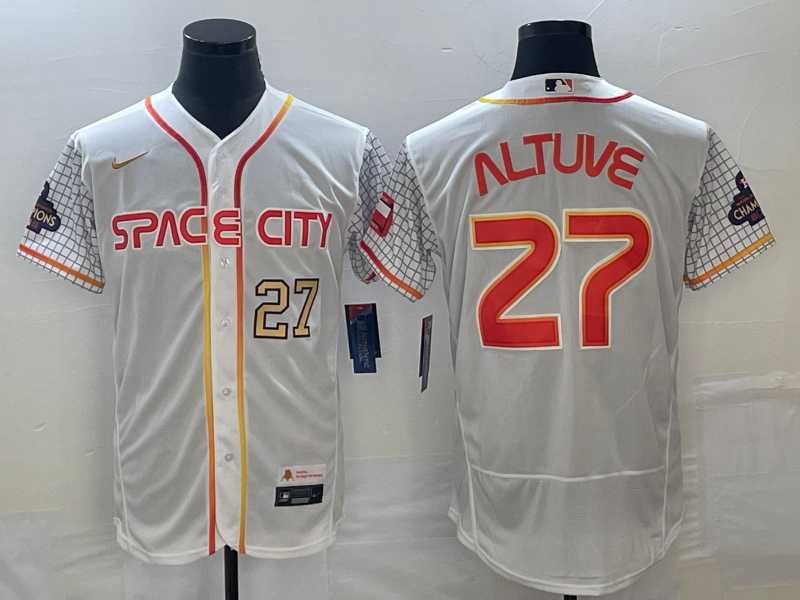 Men's Houston Astros #27 Jose Altuve Number White 2023 City Connect Flex Base Stitched MLB Jersey,We sell and wholesale Men's Houston Astros #27 Jose Altuve Number White 2023 City Connect Flex Base Stitched MLB Jersey on line form chian!