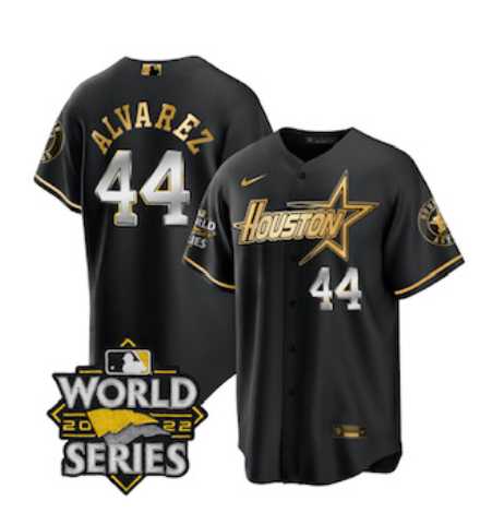 Men's Houston Astros #44 Yordan Alvarez Black Gold 2022 World Series Stitched Baseball Jerseys,We sell and wholesale Men's Houston Astros #44 Yordan Alvarez Black Gold 2022 World Series Stitched Baseball Jerseys on line form chian!