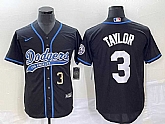 Men's Los Angeles Dodgers #3 Chris Taylor Number Black With Patch Cool Base Stitched Baseball Jersey,baseball caps,new era cap wholesale,wholesale hats