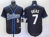 Men's Los Angeles Dodgers #7 Julio Urias Black With Patch Cool Base Stitched Baseball Jersey